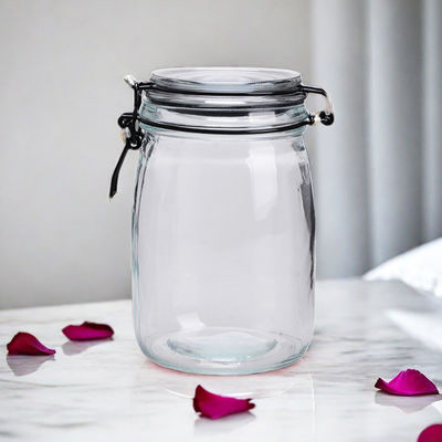 Empty Glass Food Canister Closure Airtight Clear Glass Canisters