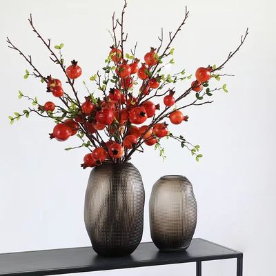 Elegant Amber Glass Vase Modern/Vintage Style Decorative Flower Holder for Home Office Wedding