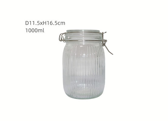 1000ml Storage Friendly Ribbed Empty Glass Jars Transparent and Durable Capacity