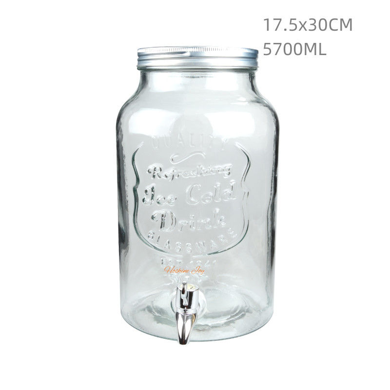 Versatile Glass Beverage Container Clear Glass Cold Drink Dispenser 5.7L