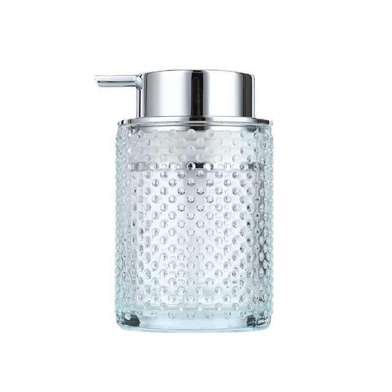 Refillable Glass Hand Foaming Soap Dispensers with Silver Pump for Bathroom Kitchen